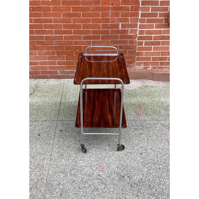 1960s Vintage Serving Trolley Mid Century Space Age Folding Tray Foldable Design For Sale - Image 11 of 12