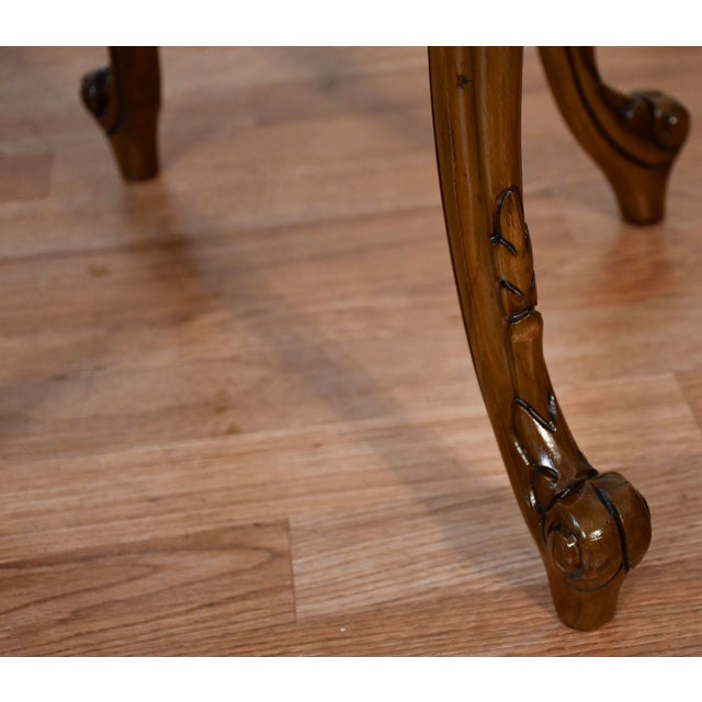 1920s Antique French Louis XV Walnut & Satinwood Inlay Side / End Table For Sale - Image 10 of 10
