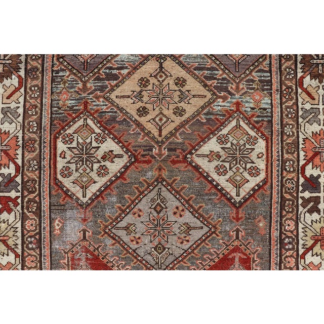 Beautiful Antique Persian Bakhitari Rug in Diamond Patten in Gray & Multi Colors 4'1 X 7 For Sale - Image 9 of 13