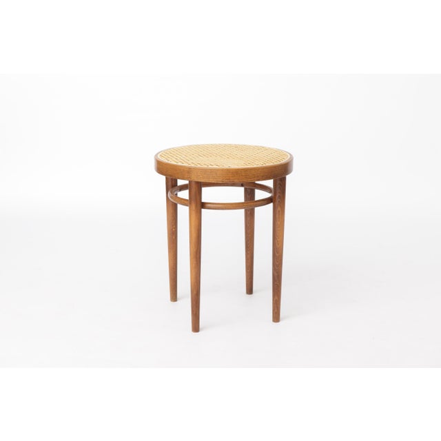 Mid-Century Modern Beech Bentwood Stool with Vienna Cane Seat, 1950s For Sale - Image 9 of 9