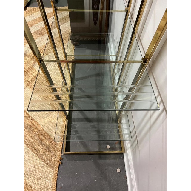 DIA - Design Institute America Angular Brass Etagere With Glass Shelves Hollywood Regency 1970s Vintage For Sale - Image 4 of 4
