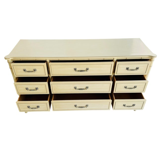 Wood Vintage Henry Link Bali Hai Faux Bamboo Triple Dresser - 9 Drawer - Original Finish For Sale - Image 7 of 16