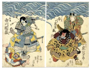 Utagawa Sadafusa, Actors, Original Woodcut Print, 1820s