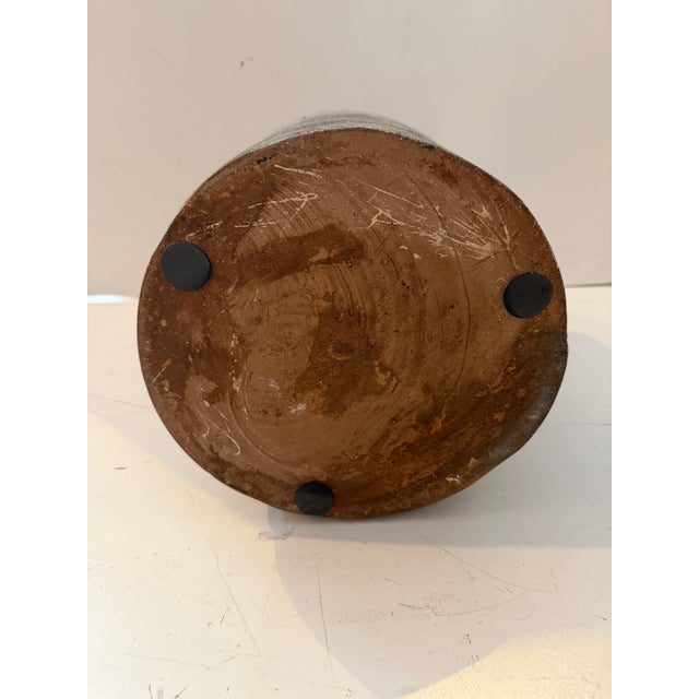 Blue Vintage Mediterranean Ceramic Vessel, Blue and White Decorative Band For Sale - Image 8 of 8