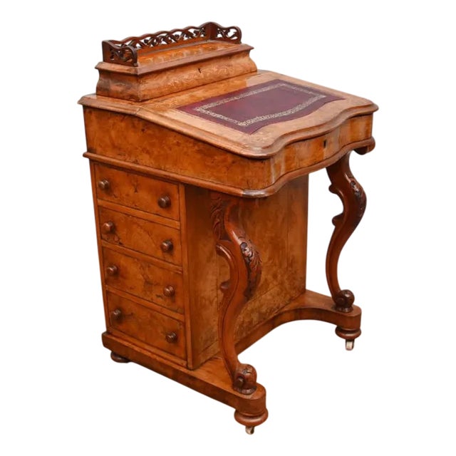 Victorian Davenport Desk in Burr Walnut, 1860s For Sale