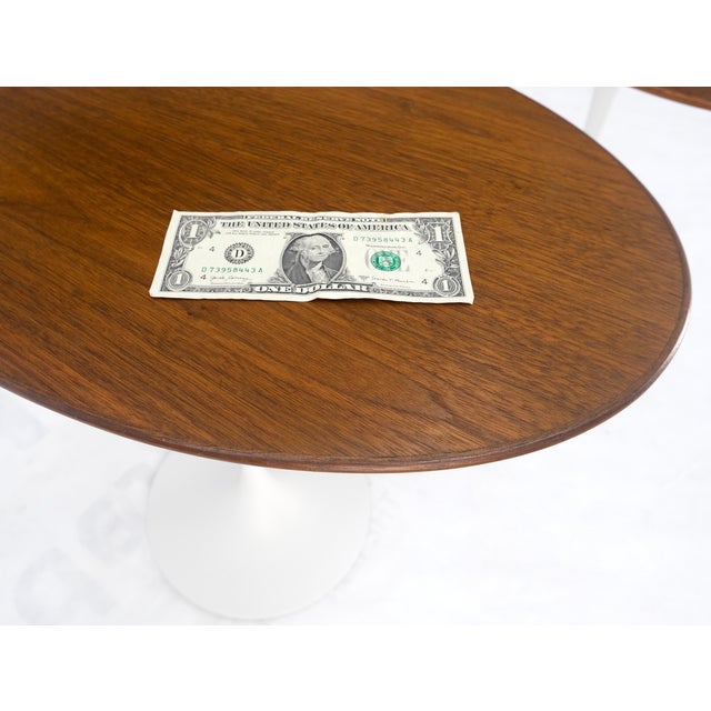 Pair of Knoll Saarinen Oval Walnut Tulip Side End Tables Stands Mint! For Sale - Image 9 of 11