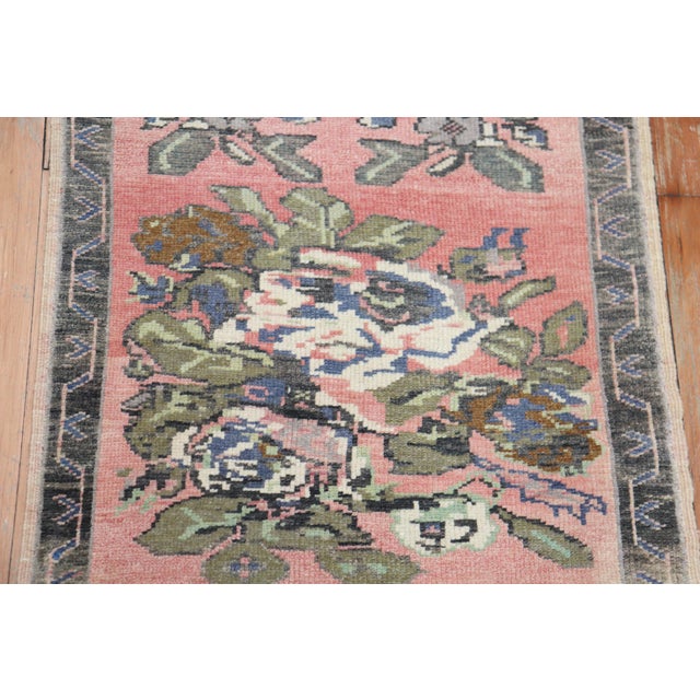 Mid 20th Century Pink Floral Mini Turkish Rug - 1'9" x 2'10" For Sale - Image 4 of 6