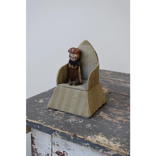Vintage Miniature Pin Cushion Seersucker Chair With Hidden Storage, Circa 1920s-30s For Sale - Image 4 of 16