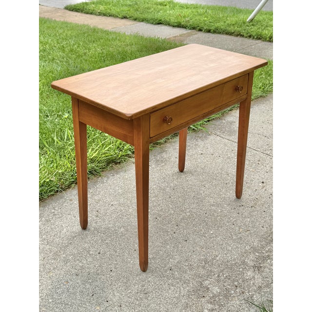 Farmhouse Midcentury Americana Maple Writing Desk With Wooden Knobs For Sale - Image 3 of 12