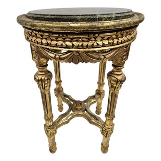 Gilded Baroque Louis XVI Round Side Table For Sale