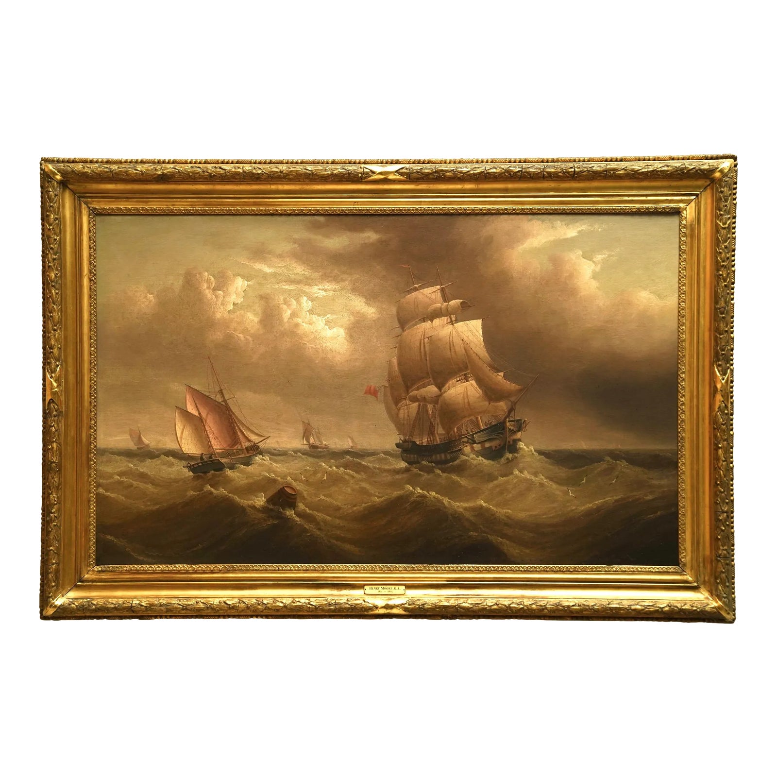 19th Century Oil on Canvas by Henry Moore Titled 