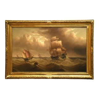19th Century Oil on Canvas by Henry Moore Titled "A Breezy Day in the Channel" For Sale