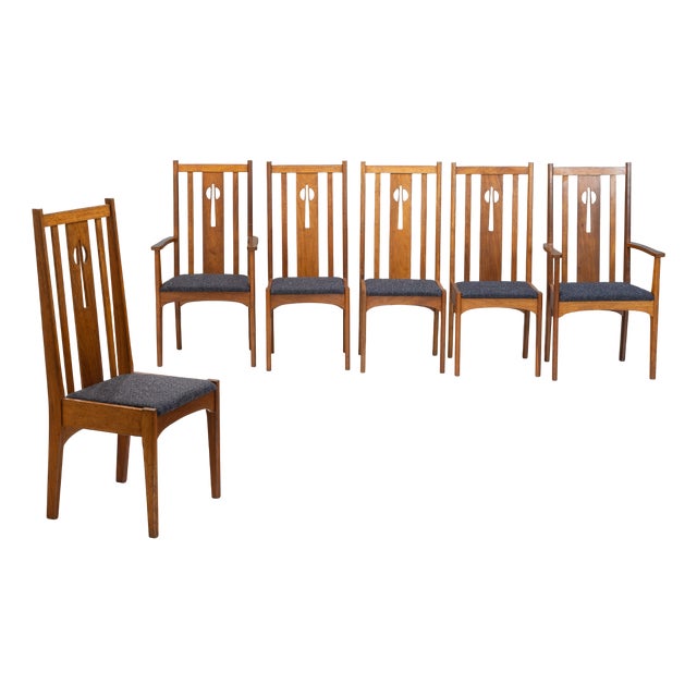 Oak Dining Chairs, 1950, Set of 6 For Sale