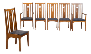 Oak Dining Chairs, 1950, Set of 6