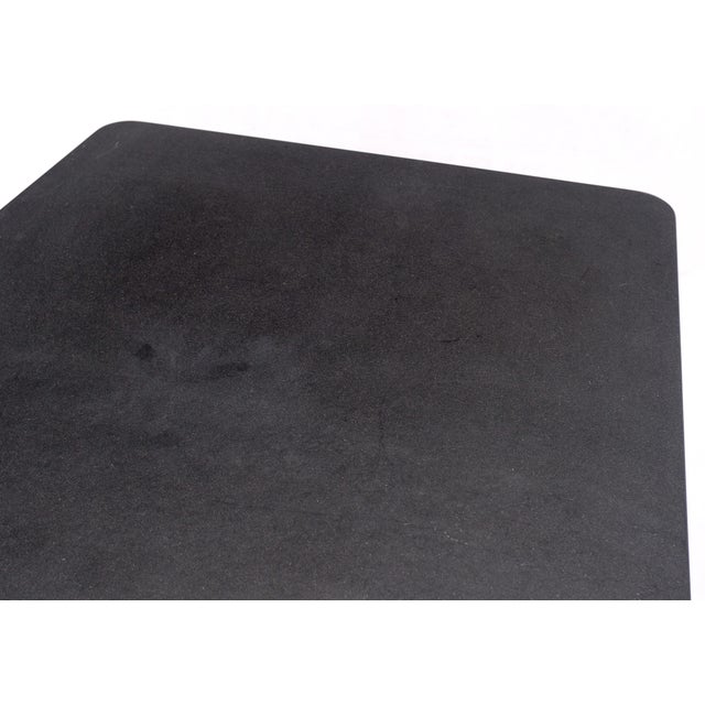 Cube Shape Oiled Walnut Pedestal Base Square Slate Too Coffee Center Table For Sale - Image 11 of 11