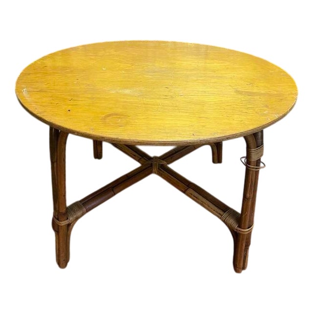 Bamboo and Oak Garden Table For Sale