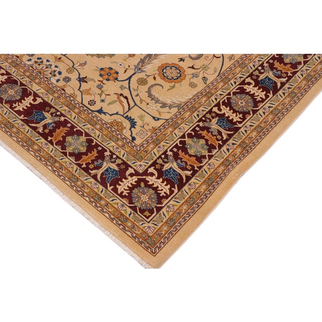 Shabby Chic Shabby Chic Beige/Wine Red Wool Rug - 9'1'' X 11'5'' For Sale - Image 3 of 10