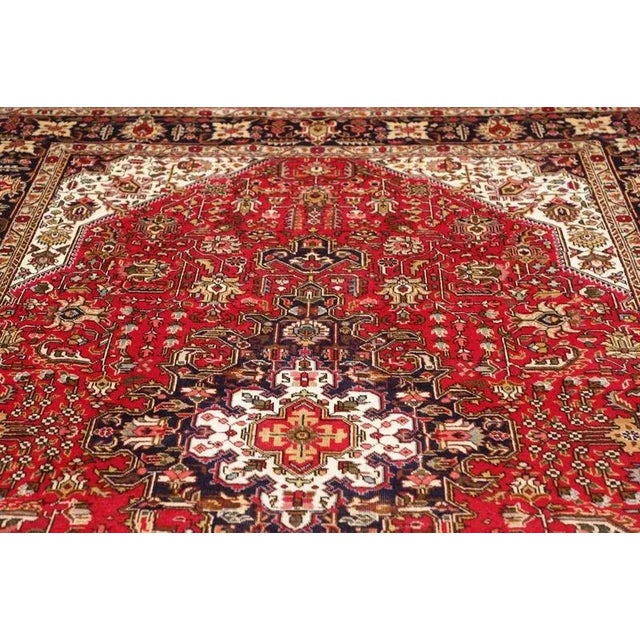 Red Middle Eastern Hand-Knotted Tabriz Rug For Sale - Image 8 of 11