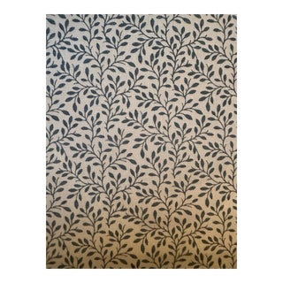 Chelsea Textiles Leaf Vine in Antique Blue Fabric Screen Printed by Hand 5 6/8 Yards For Sale