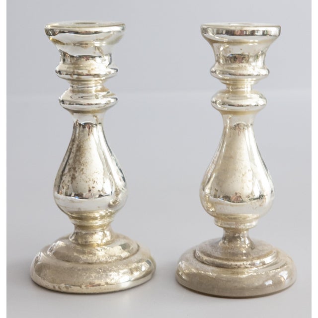Rustic European 19th Century French Silvered Mercury Candlesticks - A Pair For Sale - Image 3 of 10