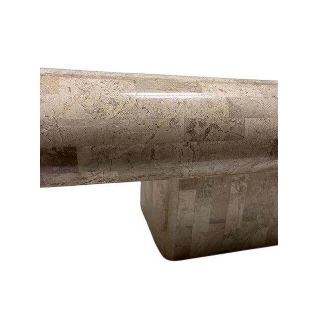 Tessellated Stone Tile Bullnose Edge Pedestal Coffee Table For Sale - Image 4 of 6