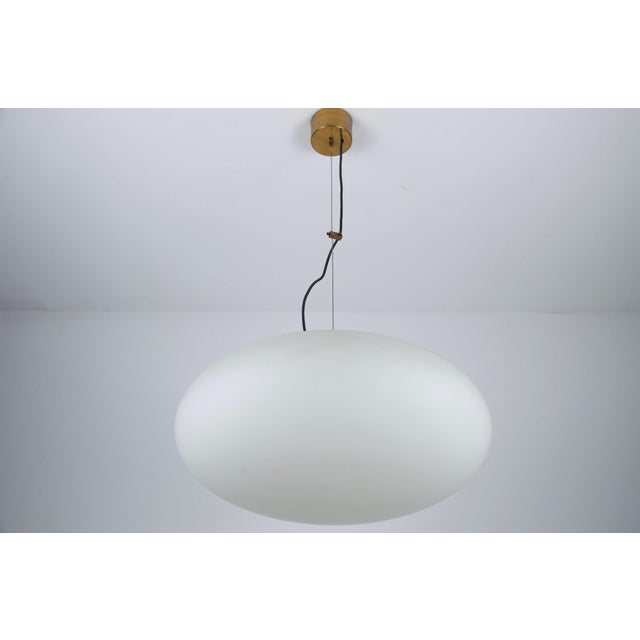 Mid-Century Modern Vintage Italian Brass and Glass Pendant Light from Stilnovo, 1950s For Sale - Image 3 of 13
