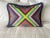 Colorful Caribbean Multi Stripe Pillow Cover With Navy Brush Fringe For Sale - Image 4 of 5