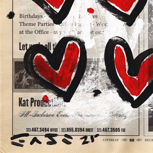 Love Times Twelve - Original Pop Street Art Acrylic Painting on Newspaper by Gary John For Sale - Image 4 of 6