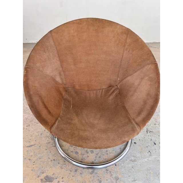 Animal Skin Balloon Sling Armchair in Brown Suede from Lusch & Co For Sale - Image 7 of 11
