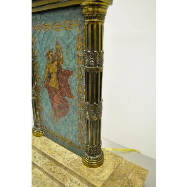 Vintage Neoclassical Style Figural Painted Nude Woman Bronze Marble Table Lamp For Sale - Image 11 of 11