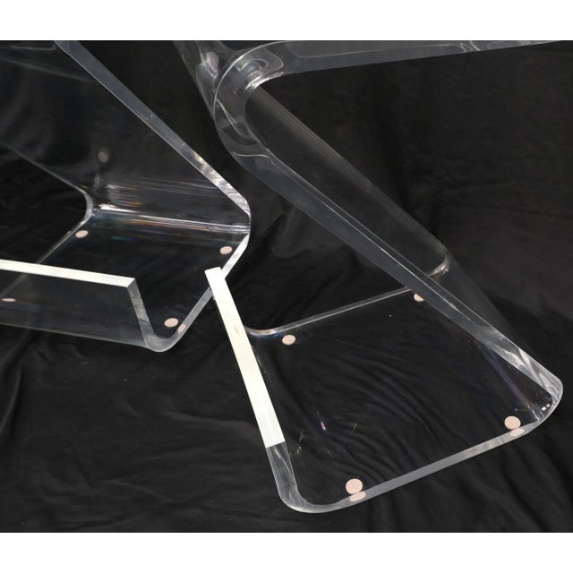 Pair of Thick Bent Lucite Bar Stools Chairs For Sale - Image 11 of 13