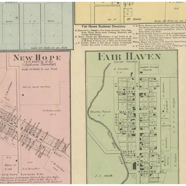 Antique Map of New Westville, Gettysburg, New Hope & Fair Haven, 1871 For Sale - Image 4 of 5