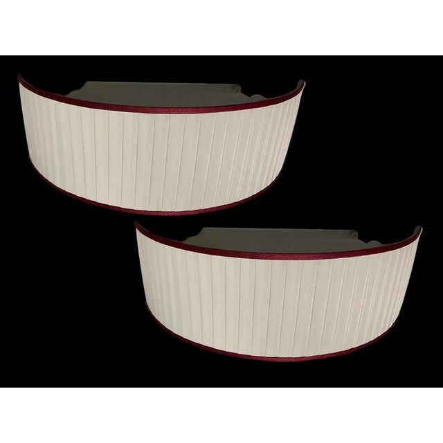 Maroon Satin Pleated Sconces by Zonca, 1990s, Set of 2 For Sale - Image 8 of 10