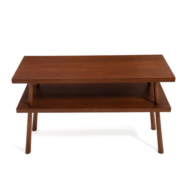 T. H. Robsjohn-Gibbings Widdicomb Walnut Console Hall Table 1952 Restored For Sale - Image 11 of 18