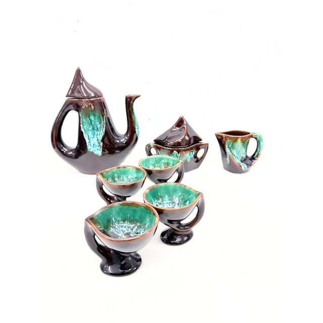 Studio Ceramic Tea Service from Vallauris, France, 1950s, Set of 7 For Sale - Image 17 of 17
