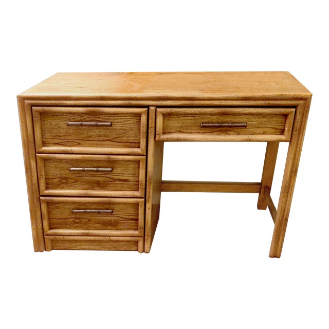 Faux Bamboo Rattan 4 Drawer Writing Desk by Lea the Bedroom People