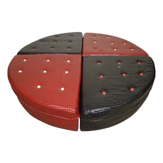 Impressive Midcentury Four-Piece Snake Skin Ottoman For Sale