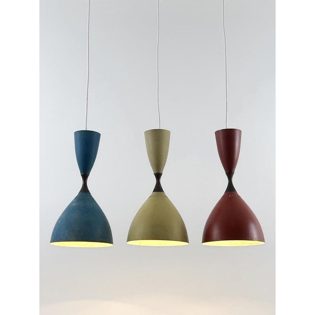 1950s Vintage Diabolo Pendant Lamps by Svend Middelboe for Nordisk Solar, 1950s, Set of 3 For Sale - Image 5 of 18