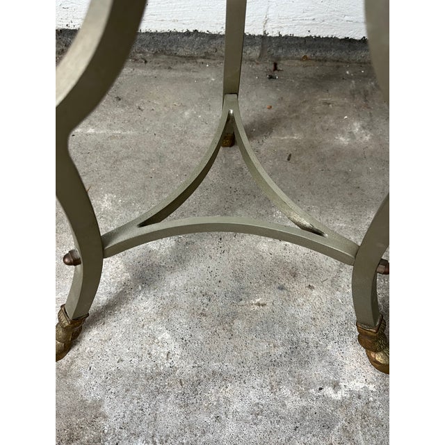 Mid 20th Century Neoclassical Gueridon Drink Table in Brushed Steel & Brass Maison Jansen Style For Sale - Image 5 of 8