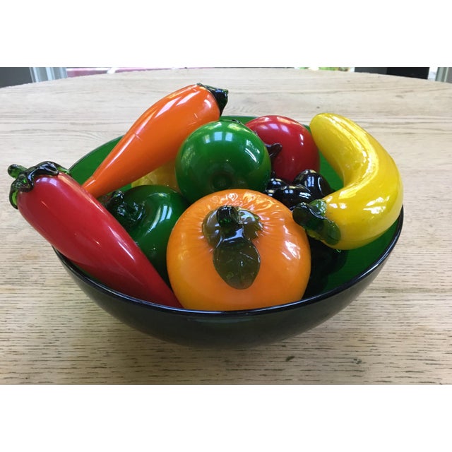 Bowl of HandBlown Glass Fruit and Vegetables 10 Pieces Chairish