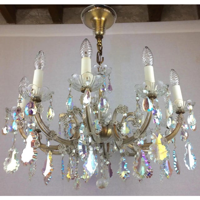 Mid 20th Century French Marie Theresa Chandelier With Colored Rock Crystals 10 Arms For Sale In Miami - Image 6 of 6