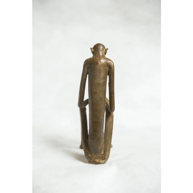 Large Seated Monkey with Hands Touching Vintage African Bronze Sculpture For Sale In New York - Image 6 of 9