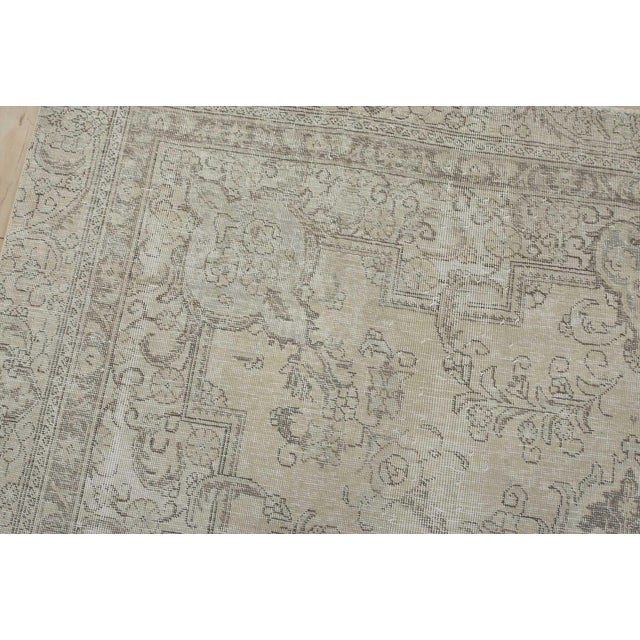 Textile Tabriz Rug 7’11” X 10’8” Beige Wool Vintage Distressed Hand-Knotted Carpet For Sale - Image 7 of 15