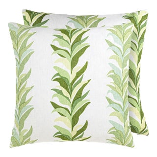 The House Of Scalamandré Chira Island Square Pillow In Leaf For Sale