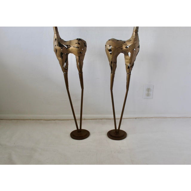 Late 20th Century Monumental Stylized Bronze-Finished Metal Gazelle Sculptures-a Pair For Sale - Image 5 of 17