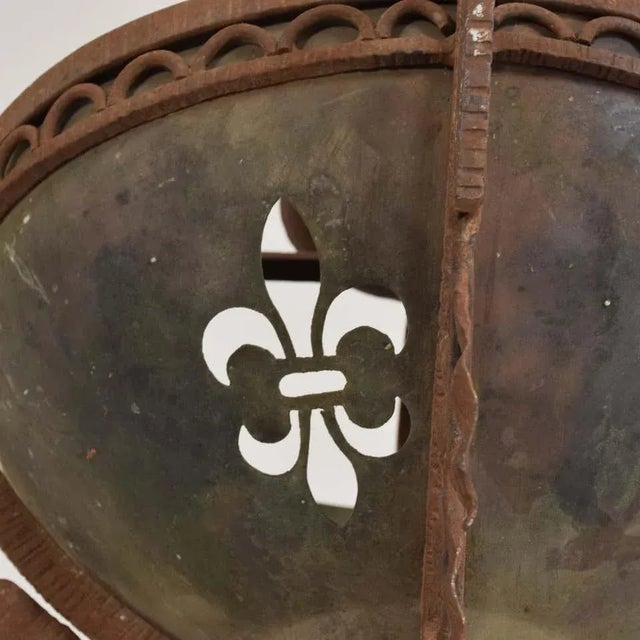 AMBIANIC presents Vintage Pendant French Style Old Chandelier in Stainless Steel & Forged Iron from Mexico circa 1930s....