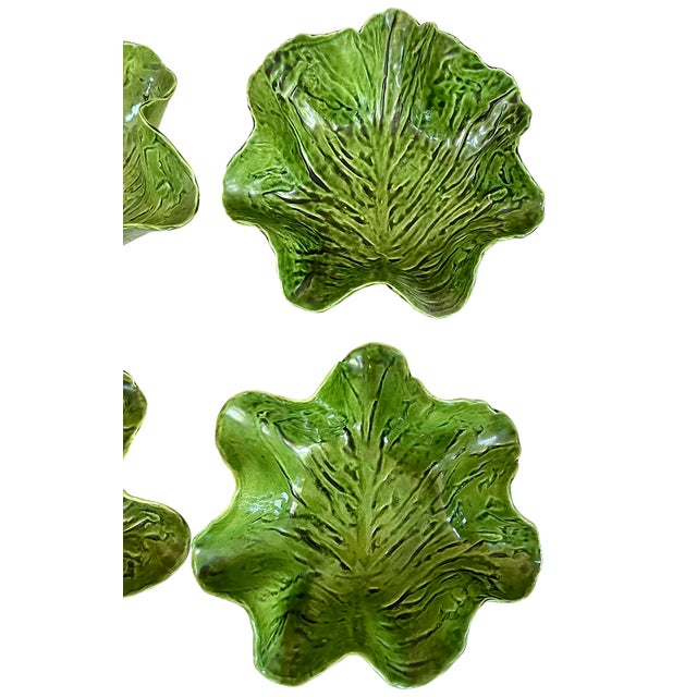 Green 1950s Pat Young Handmade Green Leaf Pottery Bowls Dodie Thayer Style — Set of Four For Sale - Image 8 of 13