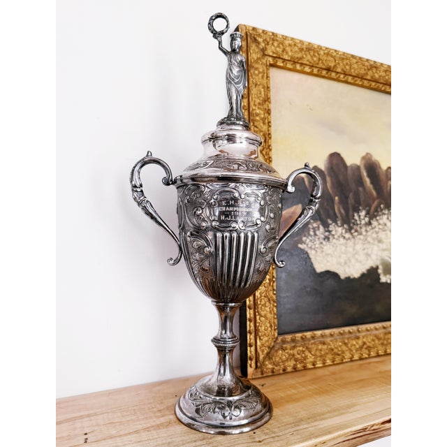 Antique 1913 English Silver Plated Athletics Trophy For Sale In New York - Image 6 of 10