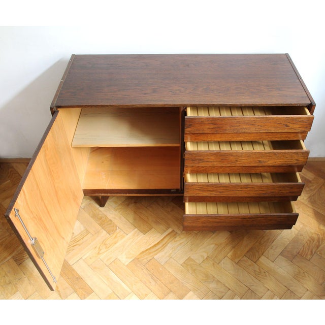Brown Vintage U-458 Sideboard in Dark Oak by Jiří Jiroutek for Interier Praha, Czechoslovakia, 1972 For Sale - Image 8 of 18