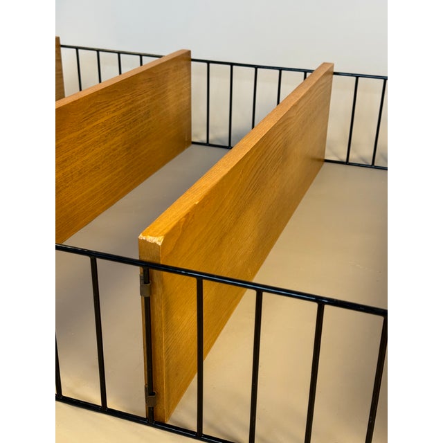 1960s Floating Wall Shelf in Oak Veneer and Black Metal, 1960s For Sale - Image 5 of 14